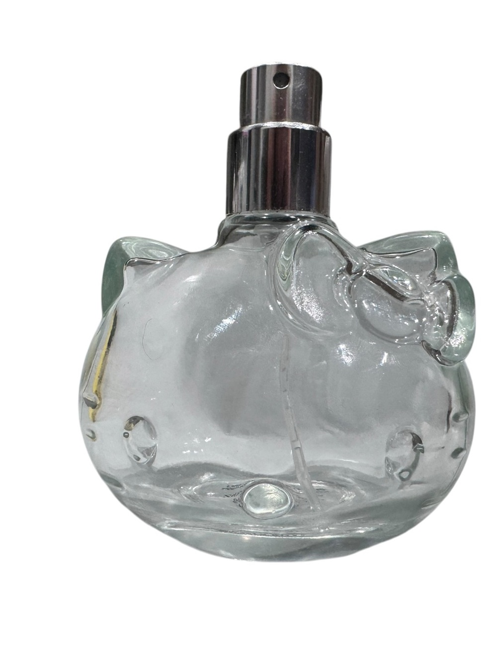 Empty Hello Kitty Clear Glass Perfume Bottle with Silver Sprayer